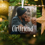 Ornement En Métal Cadeau photo le plus adoré de la petite fille<br><div class="desc">Faites savoir à votre petite amie combien elle est aimée avec cela; mignon moderne Photo personnalisée Girlfriend Christmas Ornament. Le design présente une typographie blanche amusante qui se lit comme "La fille la plus aimée". Il vous suffit de télécharger votre photo préférée et de personnaliser le nom de qui elle...</div>