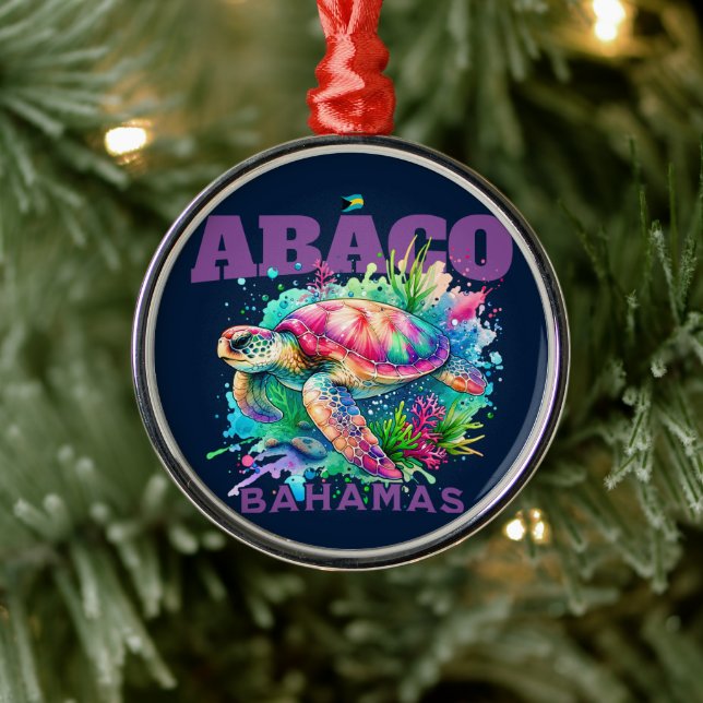 Ornement En Métal Cadeau souvenir Bahamas : Abaco Bahamas Sea Turtle (Arbre)