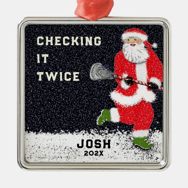 Ornement En Métal Cadeaux de vacances Lacrosse (Devant)