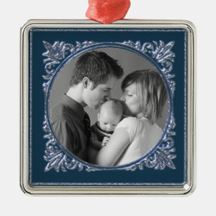 Ornement En Métal Cadre bleu