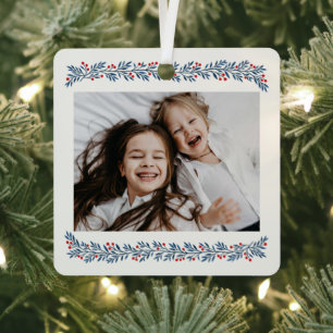 Ornement En Métal Cadre de guirlande de Noël élégant aux baies Photo