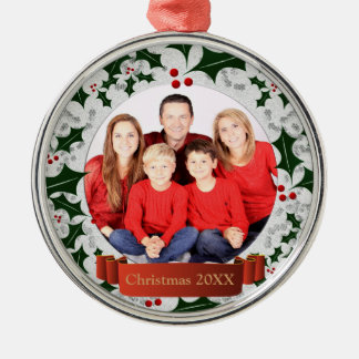 Ornement En Métal Cadre photo Frost et Holly Wreath