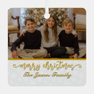 Ornement En Métal Cadre Photo Personnalisé Joyeux Noël & Nouvel An