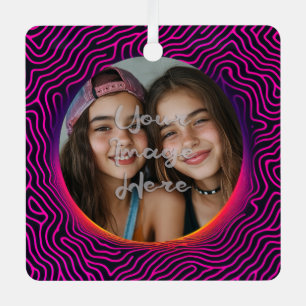 Ornement En Métal Cadre Photo Personnalisé Neon Vaporwave Tourbillon