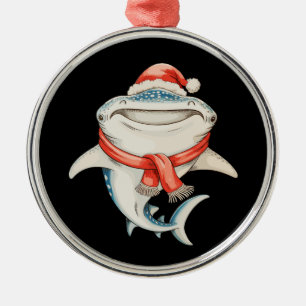 Ornement En Métal Calamar Baleine de Noël Chapeau de Père Noël Vacan