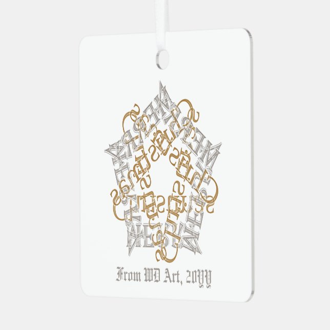Ornement En Métal Calligraphie de Noël personnalisée Art Gold Argent (Avant gauche)