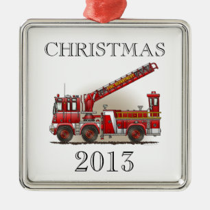 Ornement En Métal Camion de pompiers de crochet et d'échelle