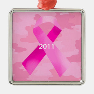 Ornement En Métal Camouflage rose clair, ruban rose Date