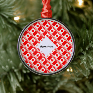 Ornement En Métal Canada and Canadian Flag Tiled Personalized