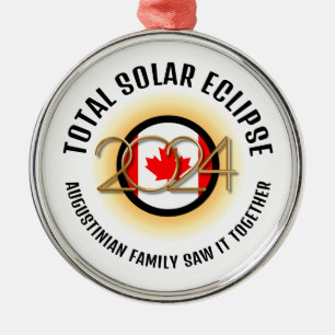 Ornement En Métal CANADA Drapeau 2024 TOTAL SOLAR ECLIPSE Souvenir