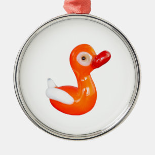 Ornement En Métal Canard baby shower orange