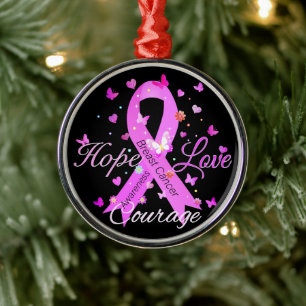 Ornement En Métal Cancer du sein Hope Love Courage