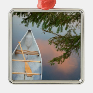 Ornement En Métal Canot sur le lac au coucher du soleil, Canada