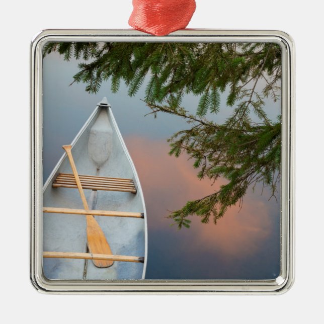 Ornement En Métal Canot sur le lac au coucher du soleil, Canada (Devant)