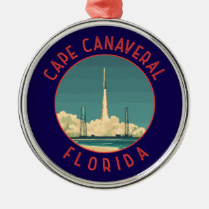 Ornement En Métal Cape Canaveral Floride Cercle en détresse Rétro