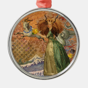 Ornement En Métal Capricorn Femme Chèvre Whimsical Amusant