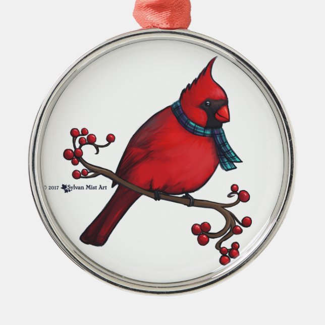 Ornement En Métal Cardinal de Noël (Devant)