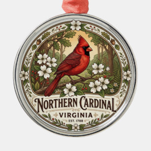 Ornement En Métal Cardinal nord, oiseau de l'État de Virginie