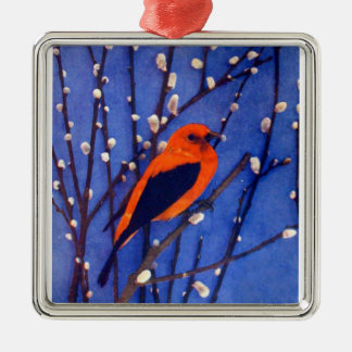 Ornement En Métal Cardinal rouge
