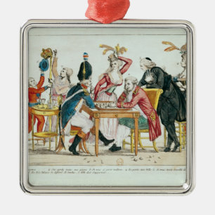 Ornement En Métal Caricature de Louis XVI jouant aux échecs