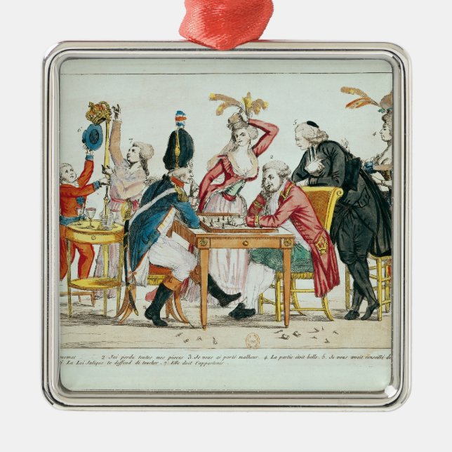 Ornement En Métal Caricature de Louis XVI jouant aux échecs (Devant)