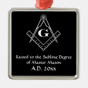 Ornement En Métal Carré et boussole avec l'encart G (blanc)