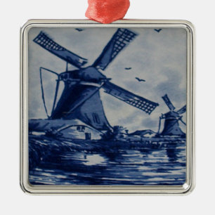 Ornement En Métal Carrelage Bleu Delft antique - Windmills by the Wa