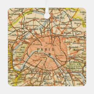 Ornement En Métal Carte ancienne de Paris