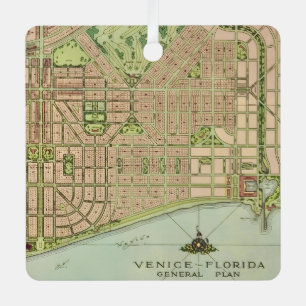 Ornement En Métal Carte ancienne de Venice Floride