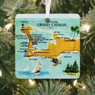 Ornement En Métal Carte ancienne des îles Grand Cayman