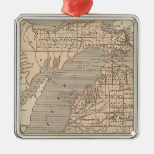 Ornement En Métal Carte Atlas du Michigan