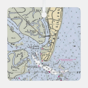 Ornement En Métal Carte côtière de Jekyll Island Georgia