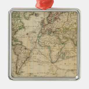 Ornement En Métal Carte couleur de main du monde