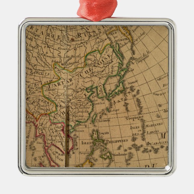 Ornement En Métal Carte d'atlas de l'Asie (Devant)