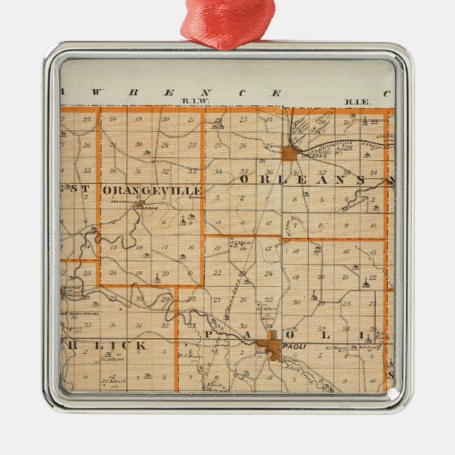 Ornement En Métal Carte de Comté d'Orange (Devant)