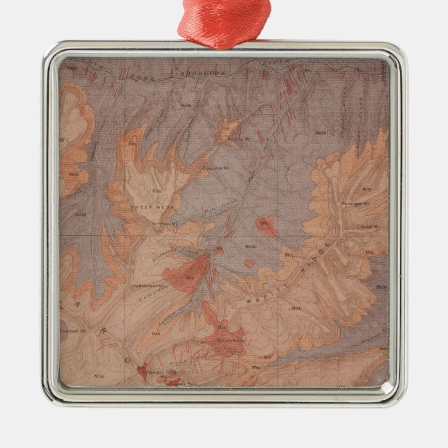 Ornement En Métal Carte de géologie, pièce nationale de Yellowstone, (Devant)