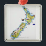 Ornement En Métal Carte de la Nouvelle Zélande<br><div class="desc">Identification de capitaux : 75489666/Brian Delf/carte de la Nouvelle Zélande</div>