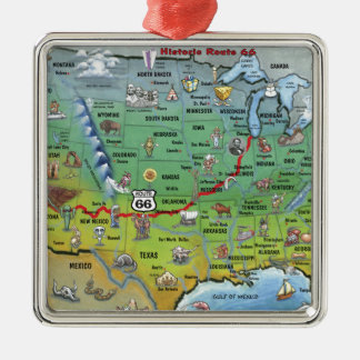 Ornement En Métal Carte de la route historique 66