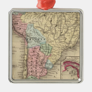Ornement En Métal Carte de l'Amérique du Sud par Mitchell
