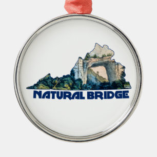 Ornement En Métal Carte de l'État de Virginie Natural Bridge