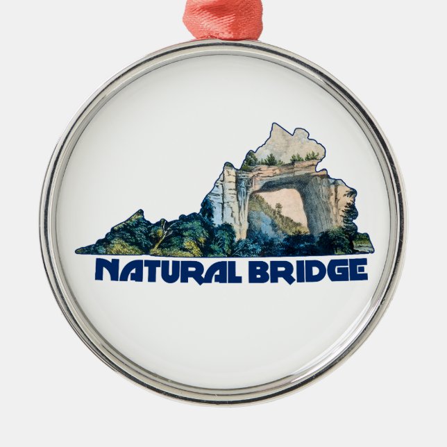 Ornement En Métal Carte de l'État de Virginie Natural Bridge (Devant)