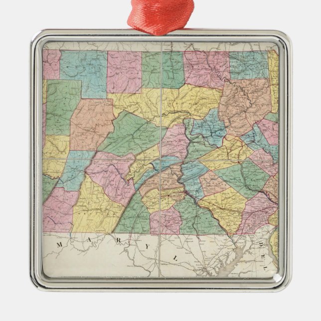 Ornement En Métal Carte de New Jersey et de la Pennsylvanie (Devant)
