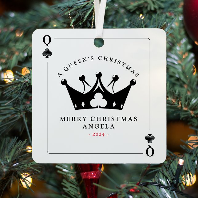 Ornement En Métal Carte de Poker Queen of Clubs Casino Noël (Queen of Clubs Casino Poker Card Christmas Metal Ornament
)