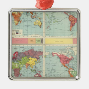 Ornement En Métal Carte de population mondiale