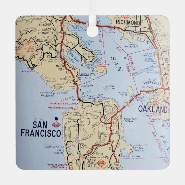 Ornement En Métal Carte de San Francisco (Recto)