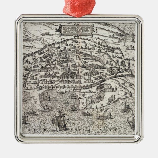 Ornement En Métal Carte de ville de l'Alexandrie en Egypte, c.1625 (Devant)