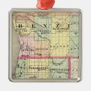 Ornement En Métal Carte des comtés de Benzie et de Manistee,