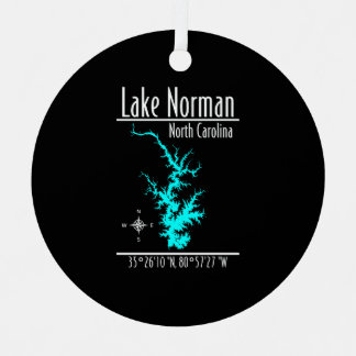 Ornement En Métal Carte des coordonnées du lac Norman en Caroline du