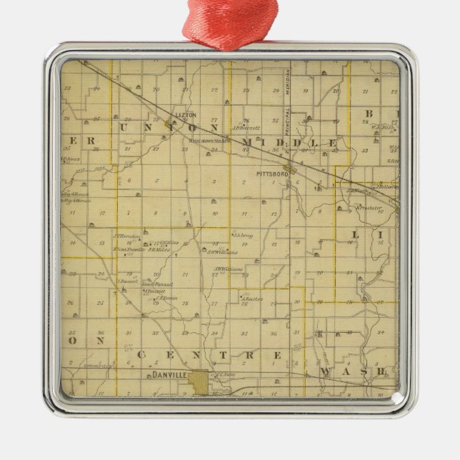 Ornement En Métal Carte du comté de Hendricks (Devant)