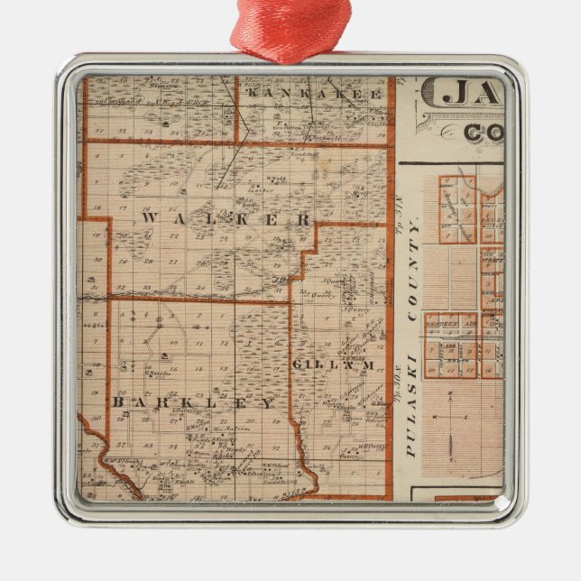 Ornement En Métal Carte du comté de Jasper (Devant)